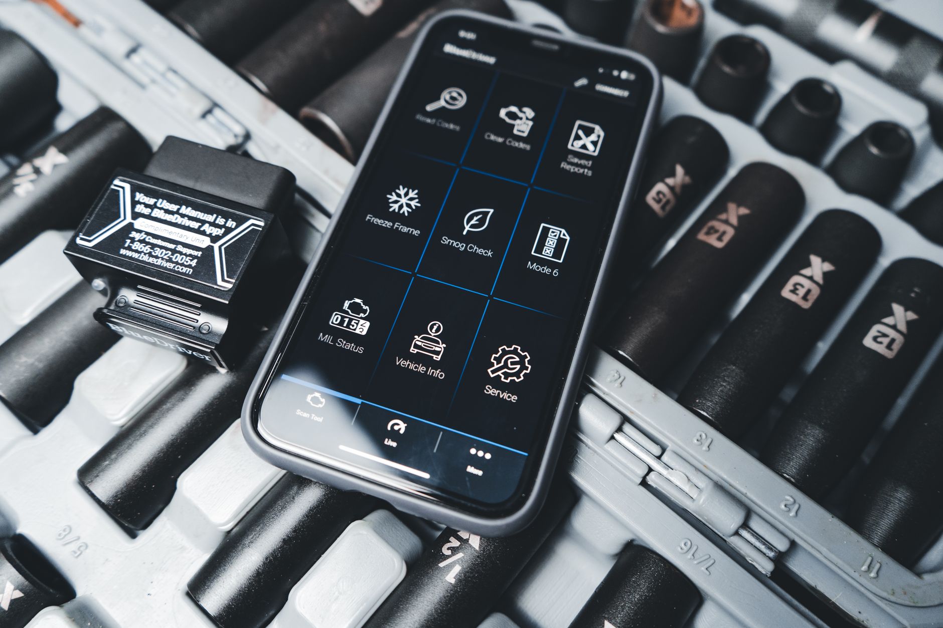 A smartphone displaying a device diagnostic app.